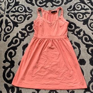 Peach colored midi dress